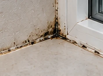 Before: mouldy, failed sealant around a window frame